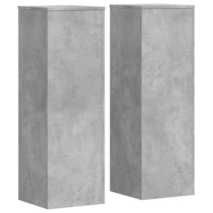 Plantenstandaards 2 st 33x33x100 cm bewerkt hout betongrijs