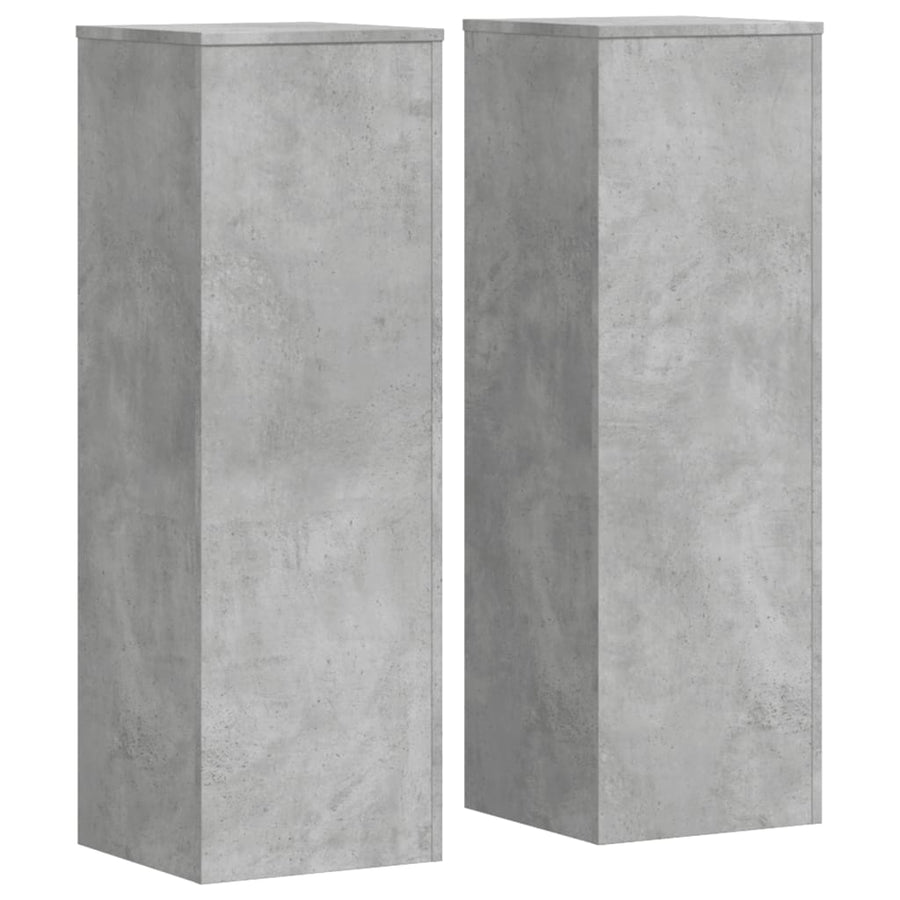 Plantenstandaards 2 st 33x33x100 cm bewerkt hout betongrijs