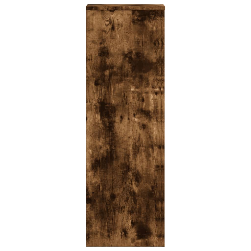 Plantenstandaards 2 st 33x33x100 cm bewerkt hout gerookt eiken