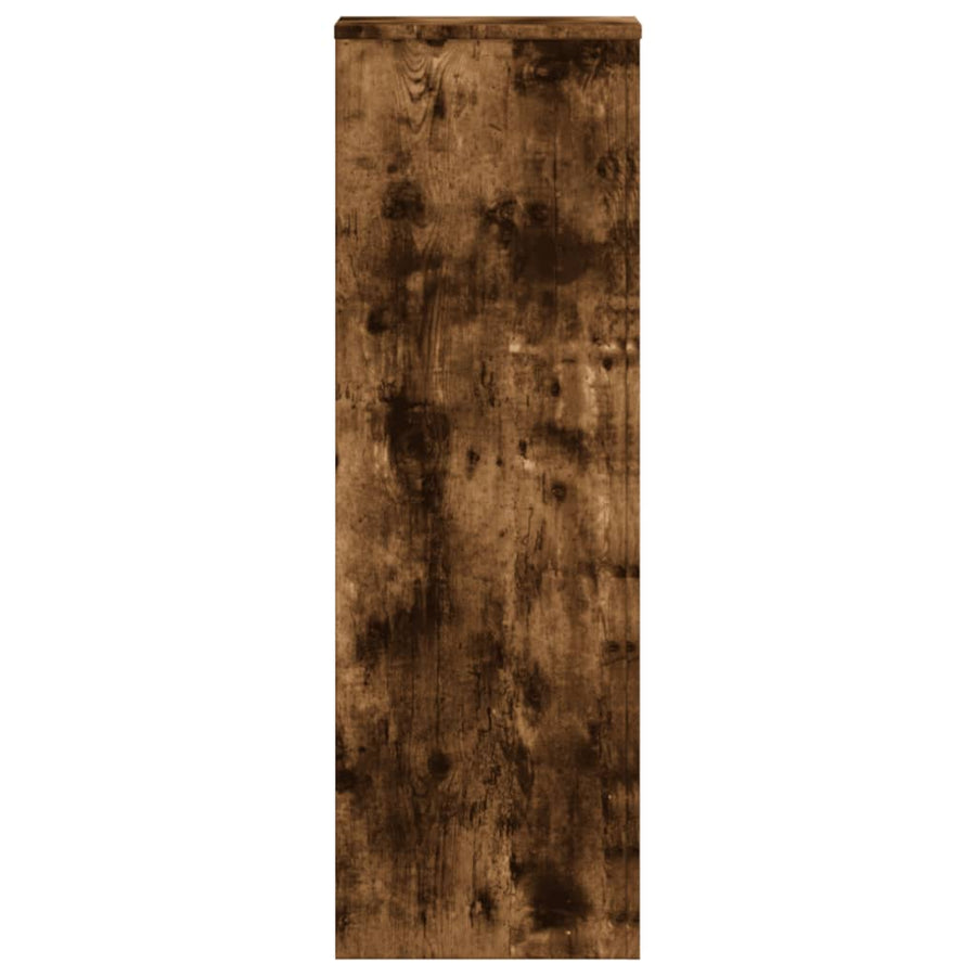 Plantenstandaards 2 st 33x33x100 cm bewerkt hout gerookt eiken