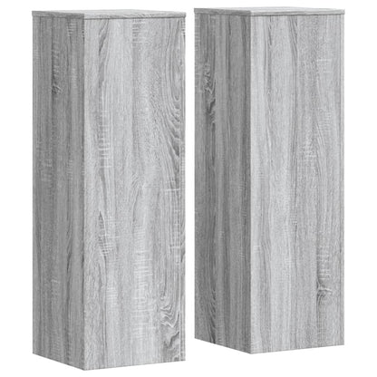 Plantenstandaards 2 st 33x33x100 cm bewerkt hout grijs sonoma