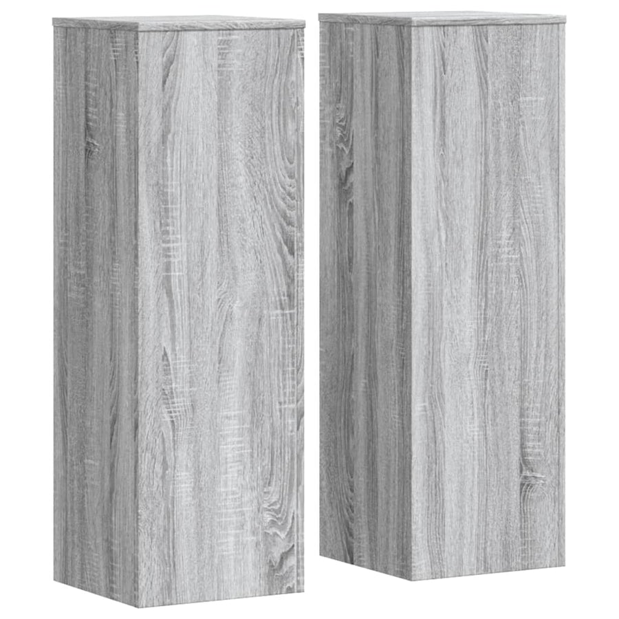 Plantenstandaards 2 st 33x33x100 cm bewerkt hout grijs sonoma