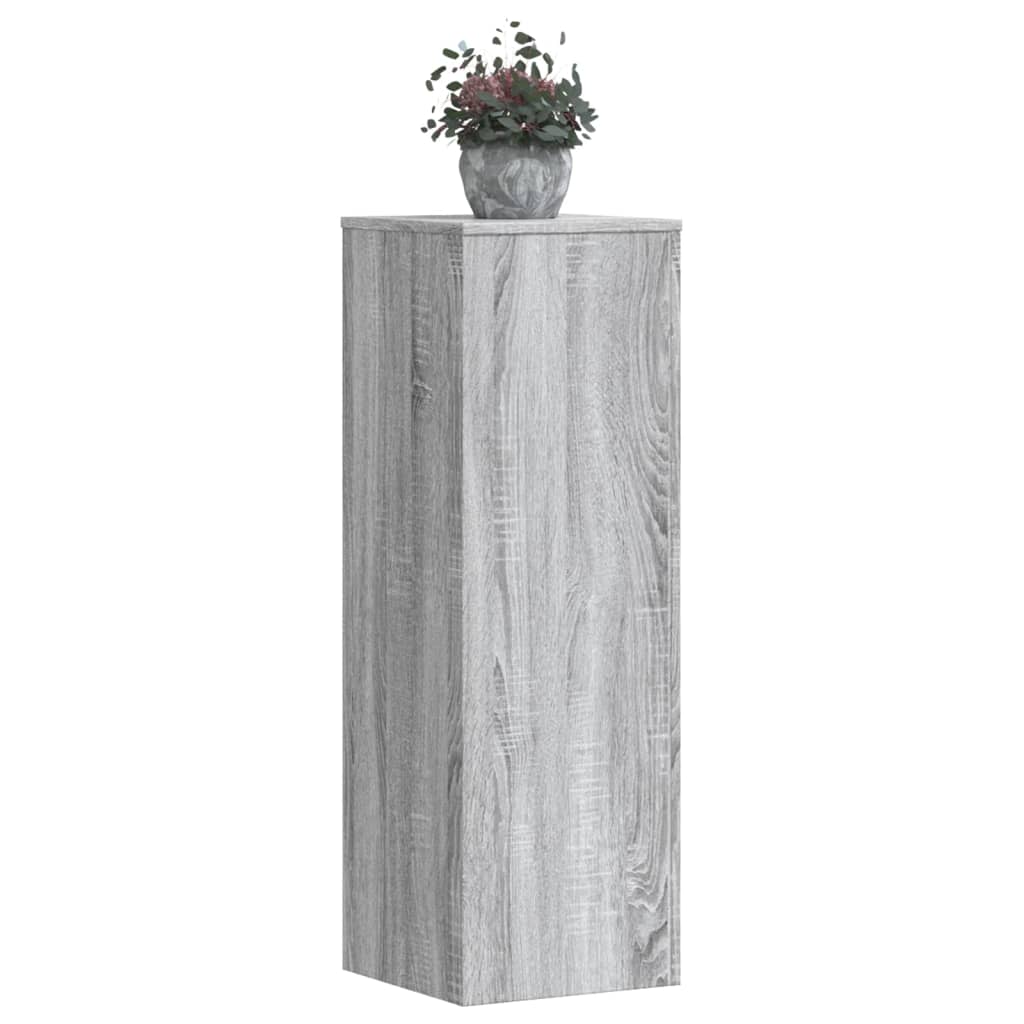 Plantenstandaards 2 st 33x33x100 cm bewerkt hout grijs sonoma