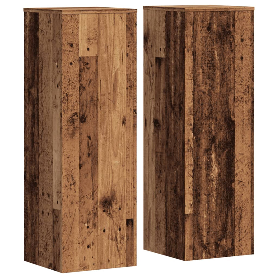Plantenstandaards 2 st 33x33x100cm bewerkt hout oud houtkleurig