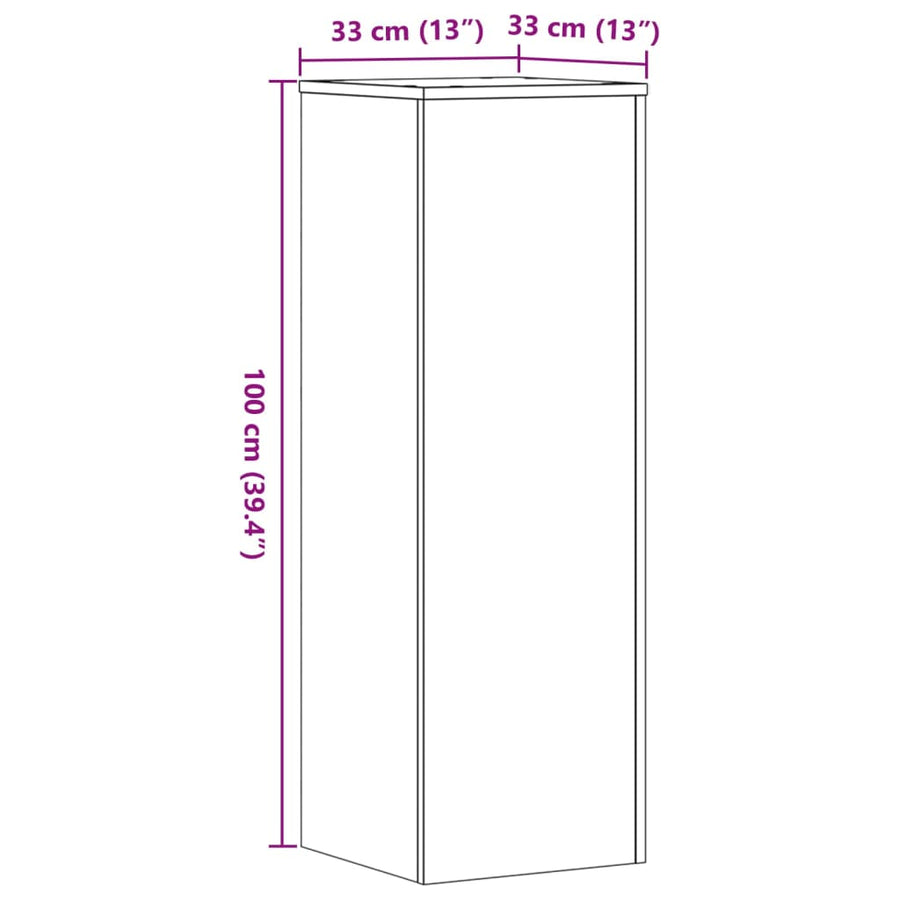Plantenstandaards 2 st 33x33x100cm bewerkt hout oud houtkleurig