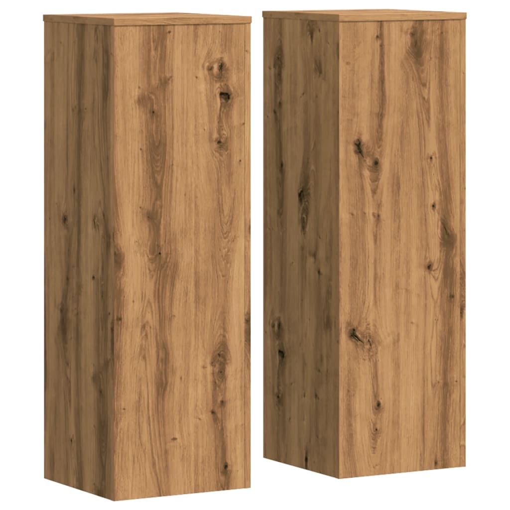 Plantenstandaards 2 st 33x33x100 cm hout artisanaal eiken
