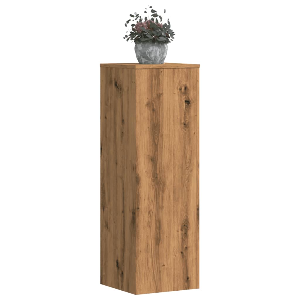 Plantenstandaards 2 st 33x33x100 cm hout artisanaal eiken