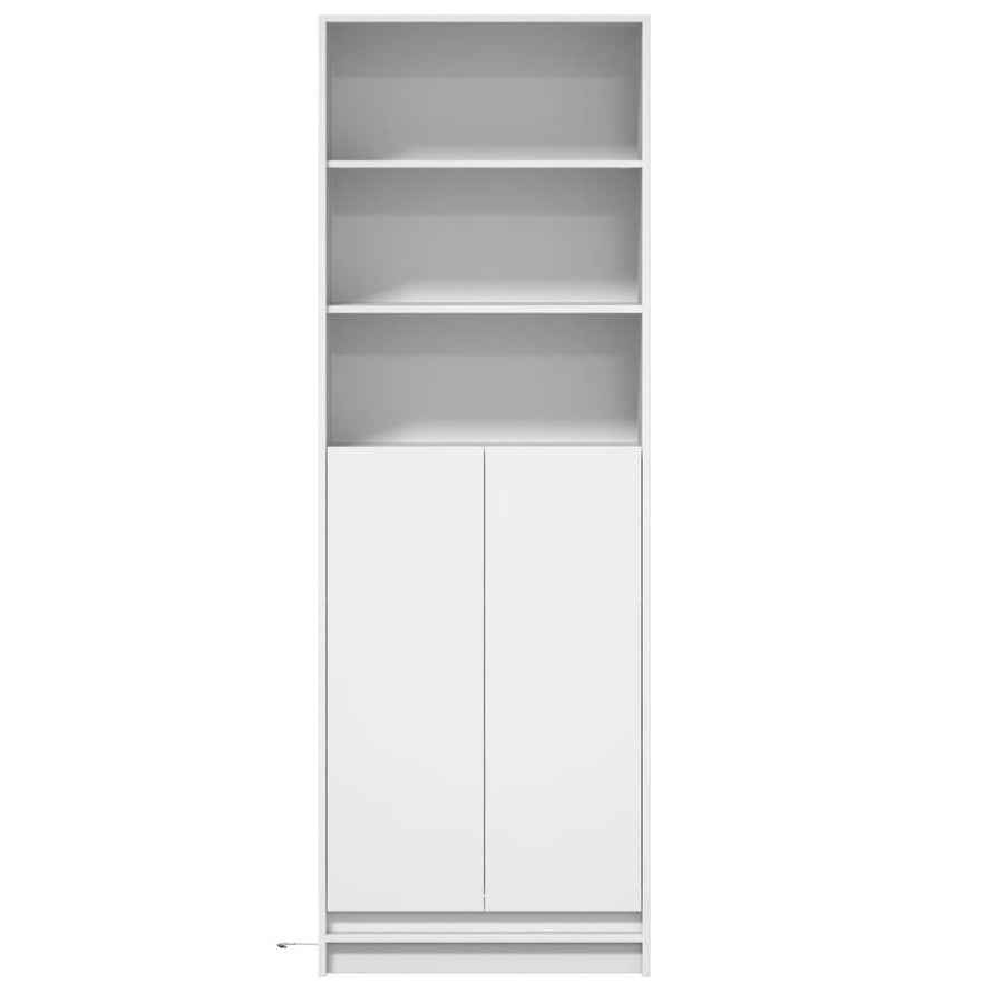Hoge kast met LED 69x32,5x200 cm bewerkt hout wit