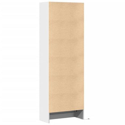 Hoge kast met LED 69x32,5x200 cm bewerkt hout wit