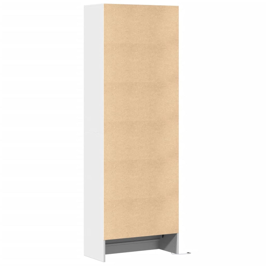 Hoge kast met LED 69x32,5x200 cm bewerkt hout wit