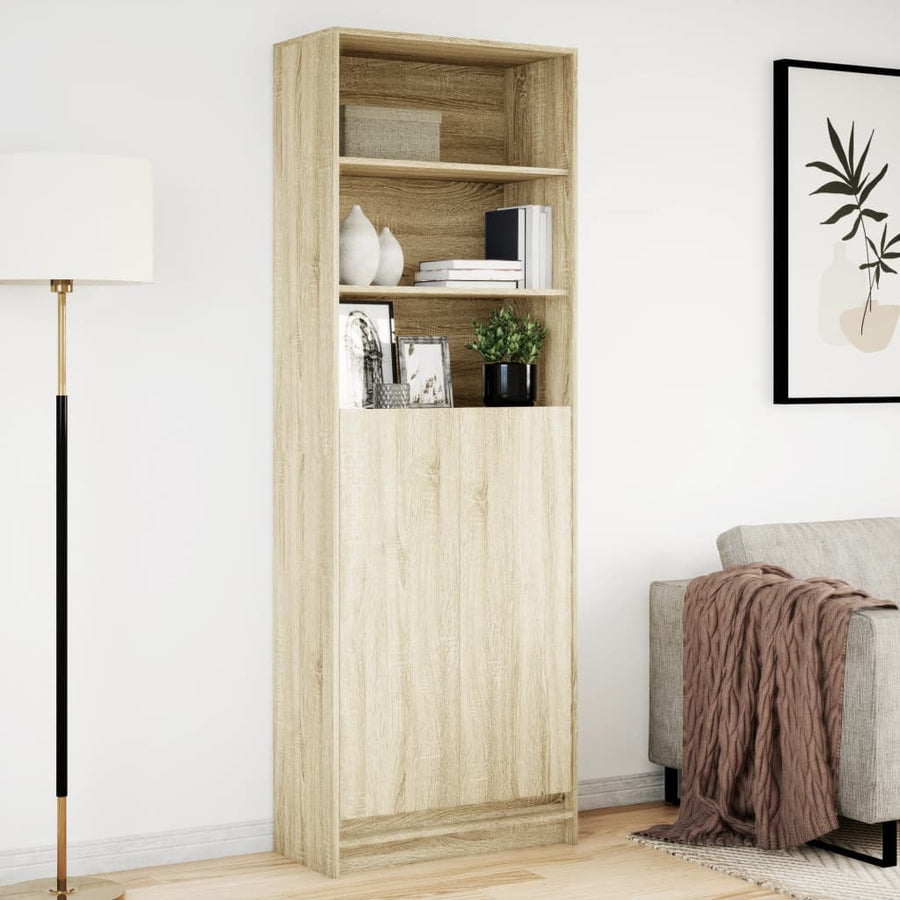 Hoge kast met LED 69x32,5x200 cm bewerkt hout sonoma eikenkleur
