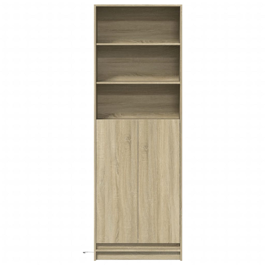 Hoge kast met LED 69x32,5x200 cm bewerkt hout sonoma eikenkleur