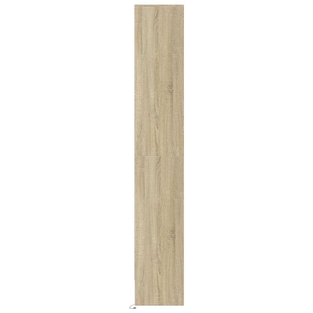 Hoge kast met LED 69x32,5x200 cm bewerkt hout sonoma eikenkleur