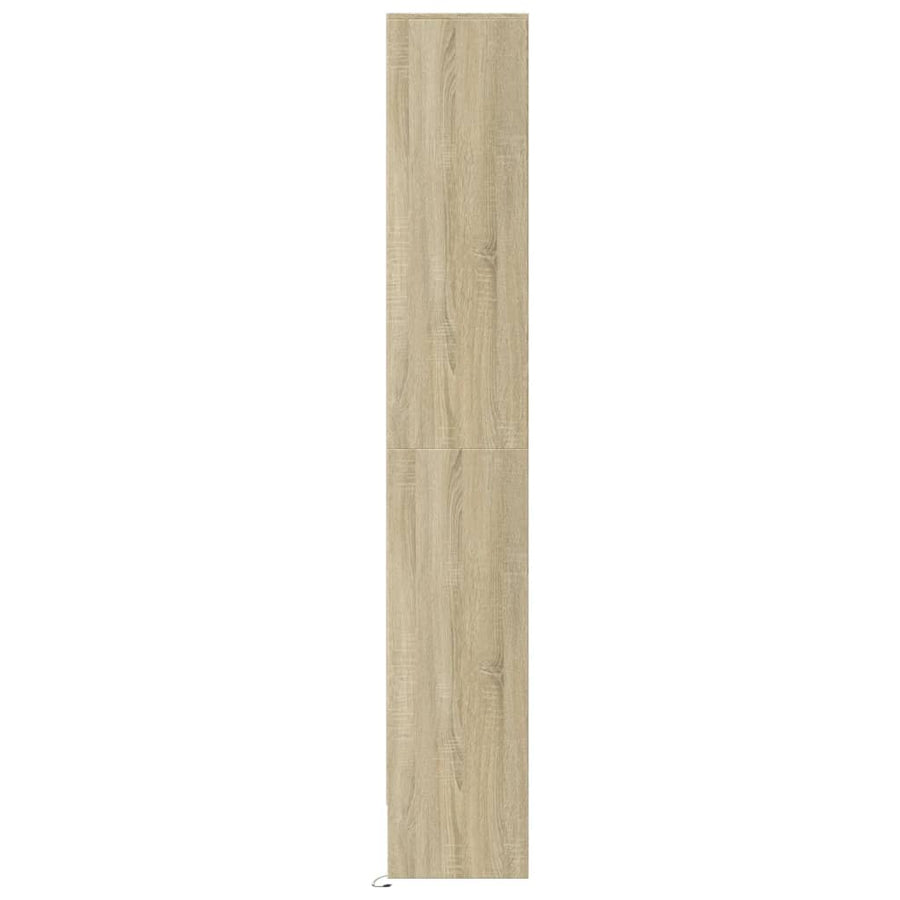 Hoge kast met LED 69x32,5x200 cm bewerkt hout sonoma eikenkleur