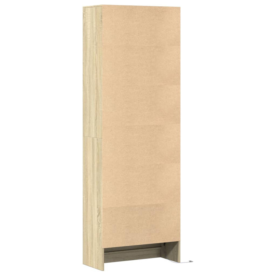 Hoge kast met LED 69x32,5x200 cm bewerkt hout sonoma eikenkleur