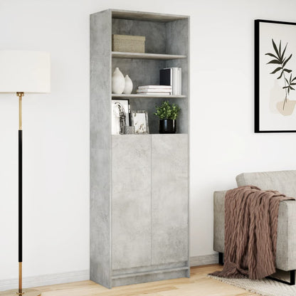 Hoge kast met LED 69x32,5x200 cm bewerkt hout betongrijs