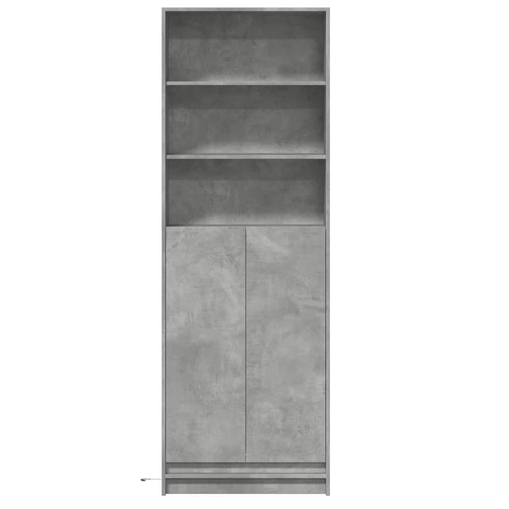 Hoge kast met LED 69x32,5x200 cm bewerkt hout betongrijs