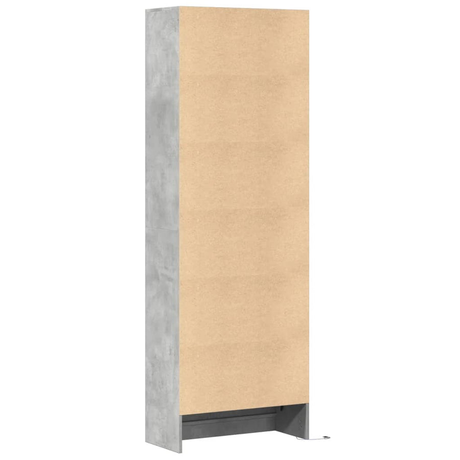 Hoge kast met LED 69x32,5x200 cm bewerkt hout betongrijs