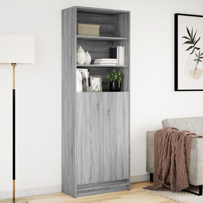 Hoge kast met LED 69x32,5x200 cm bewerkt hout grijs sonoma