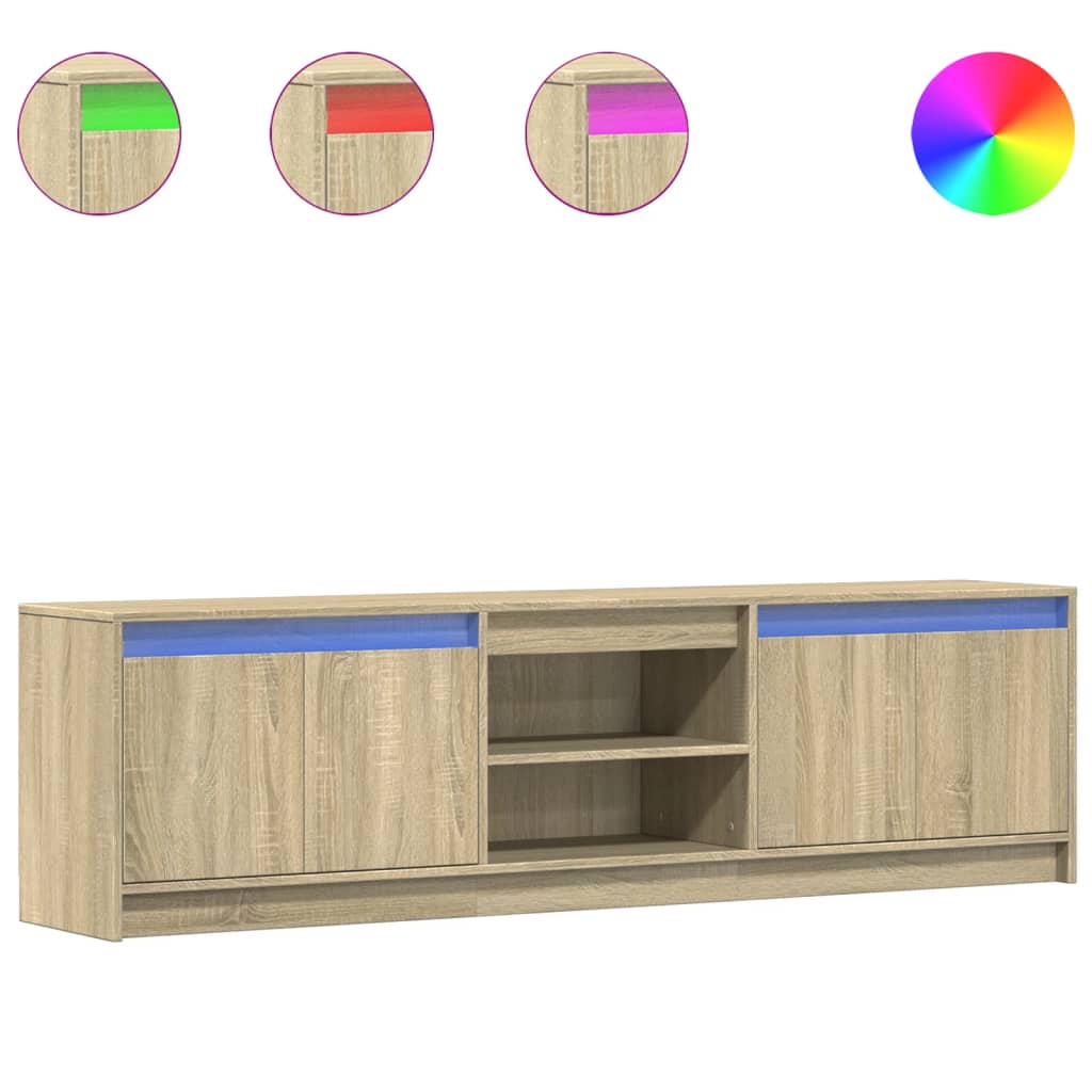 Tv-Meubel Met Led 180X34X50 Cm Bewerkt Hout Sonoma Eikenkleurig