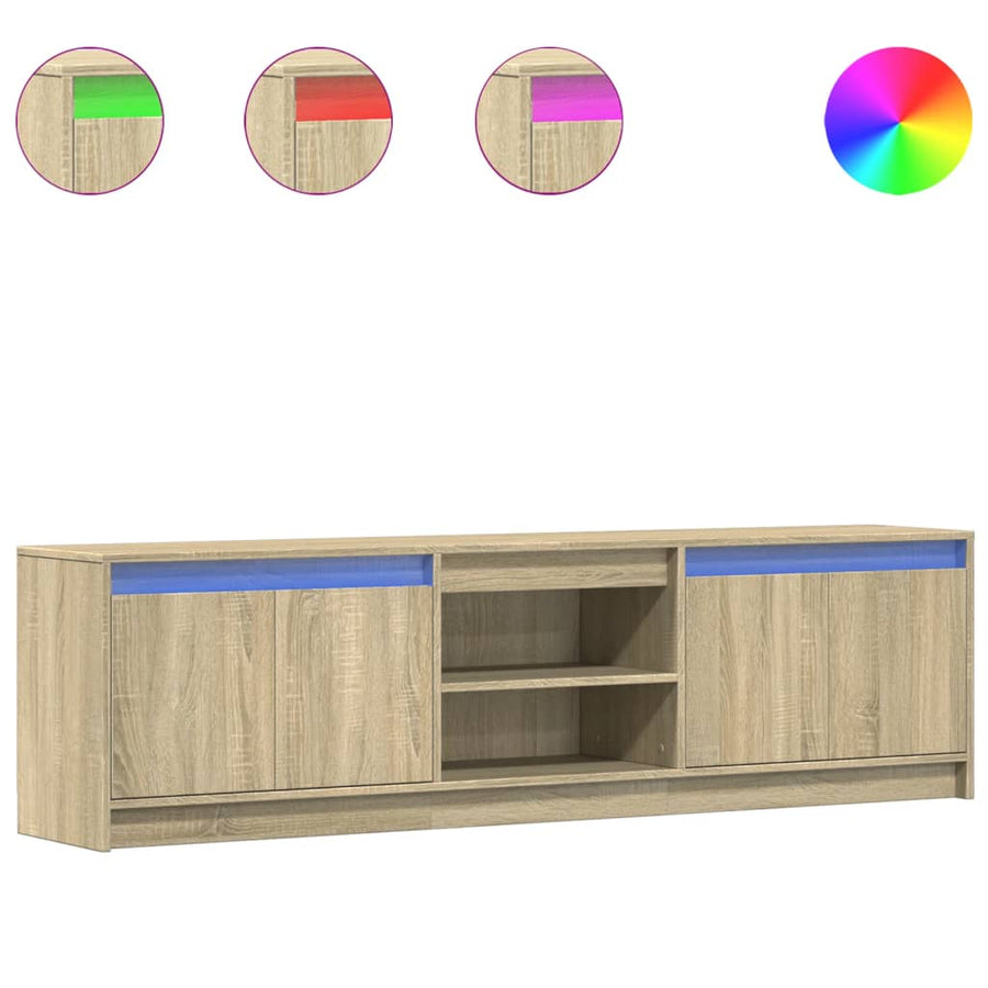 Tv-Meubel Met Led 180X34X50 Cm Bewerkt Hout Sonoma Eikenkleurig
