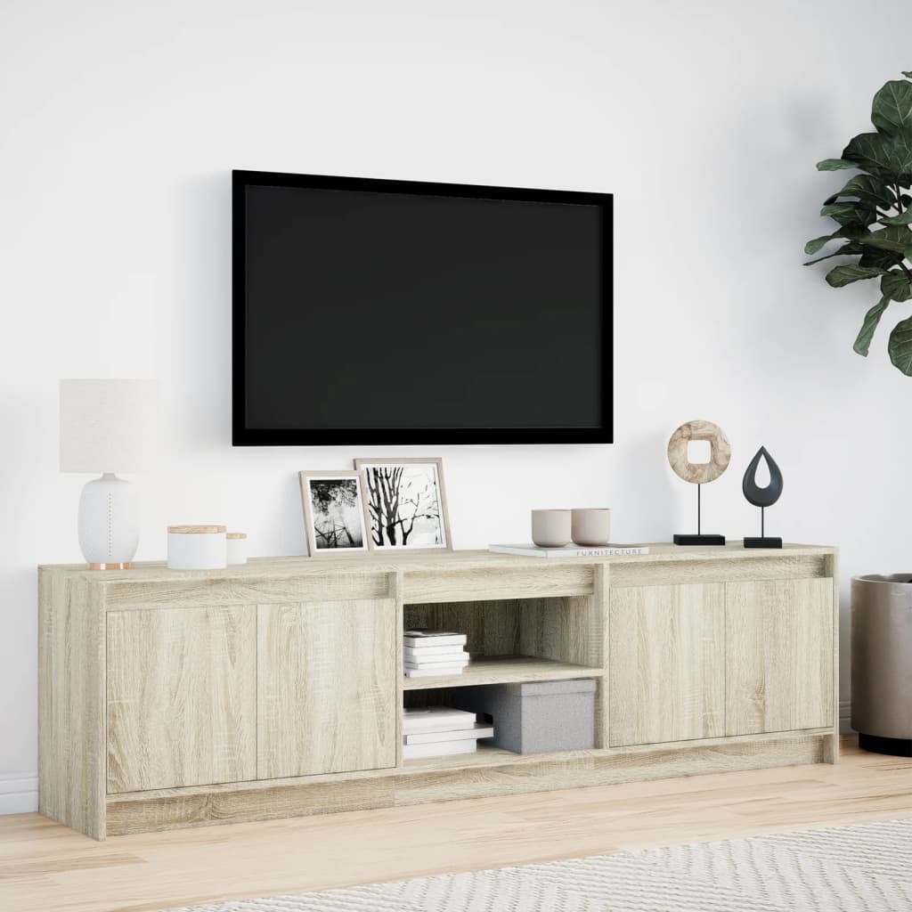 Tv-Meubel Met Led 180X34X50 Cm Bewerkt Hout Sonoma Eikenkleurig