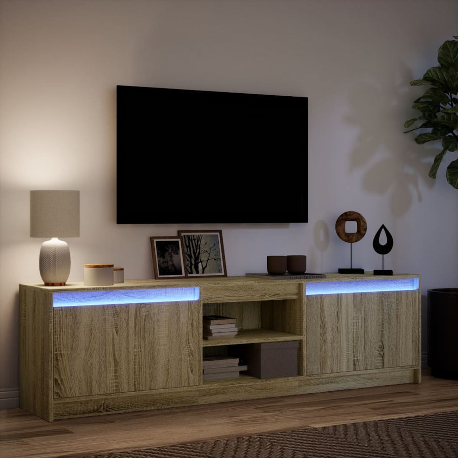 Tv-Meubel Met Led 180X34X50 Cm Bewerkt Hout Sonoma Eikenkleurig
