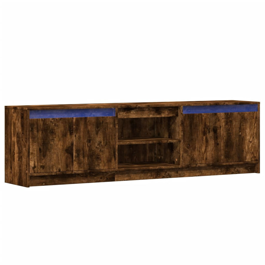 Tv-meubel met LED 180x34x50 cm bewerkt hout gerookt eikenkleur