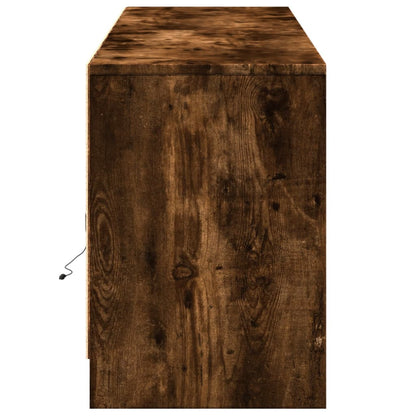 Tv-meubel met LED 180x34x50 cm bewerkt hout gerookt eikenkleur