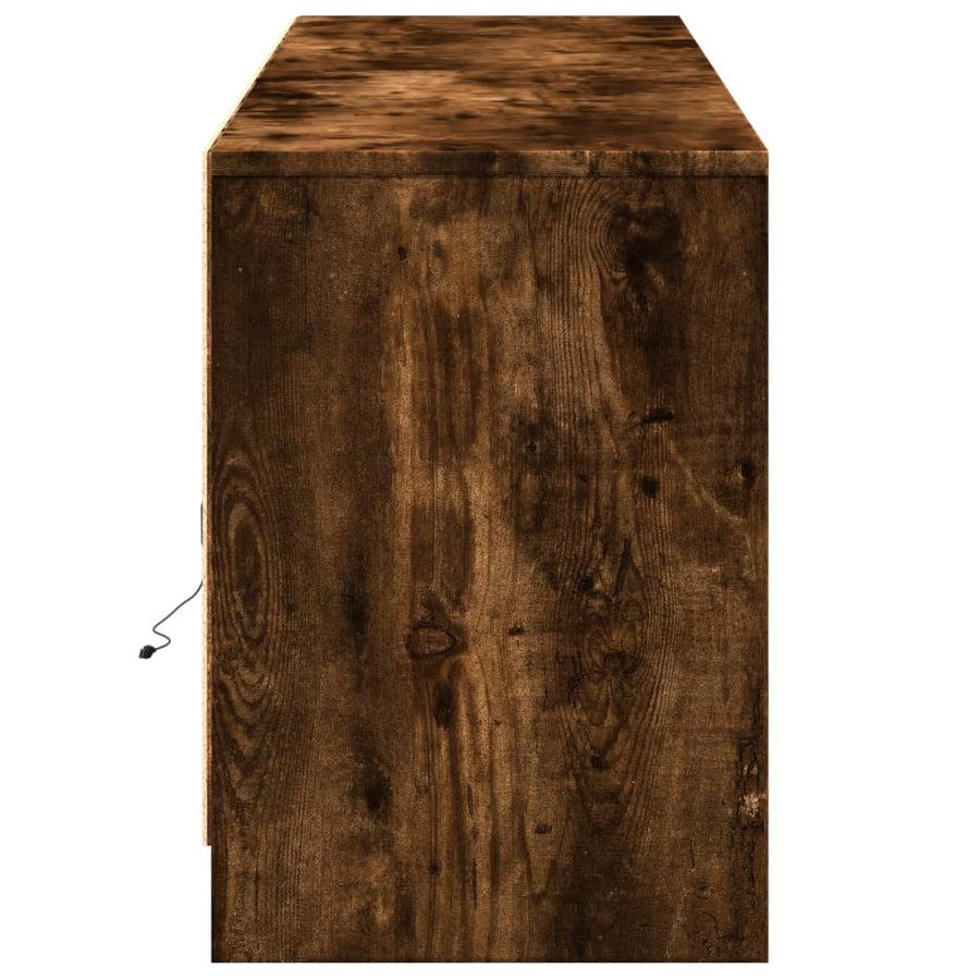 Tv-meubel met LED 180x34x50 cm bewerkt hout gerookt eikenkleur