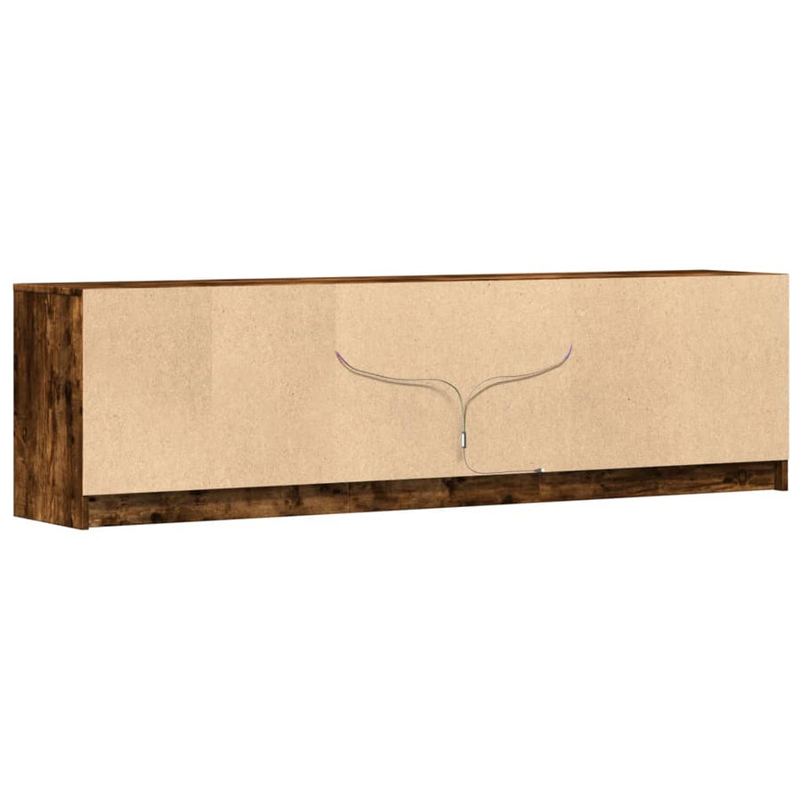 Tv-meubel met LED 180x34x50 cm bewerkt hout gerookt eikenkleur