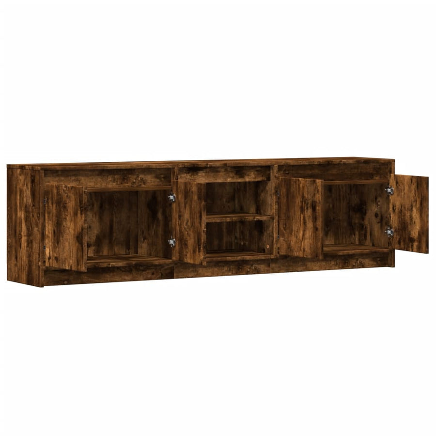 Tv-meubel met LED 180x34x50 cm bewerkt hout gerookt eikenkleur