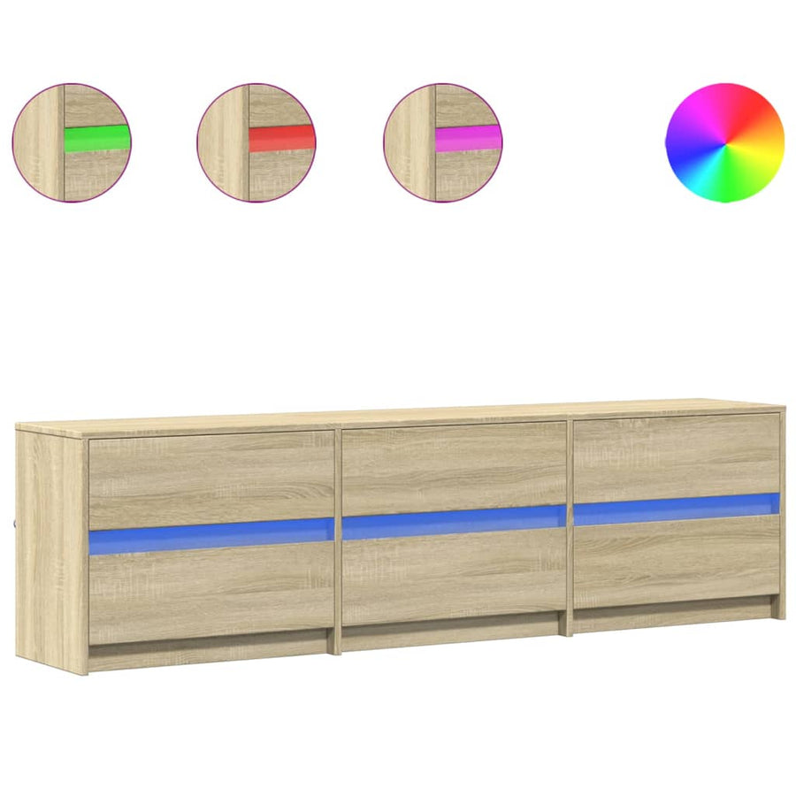 Tv-Meubel Met Led 180X34X50 Cm Bewerkt Hout Kleurig 180 cm
