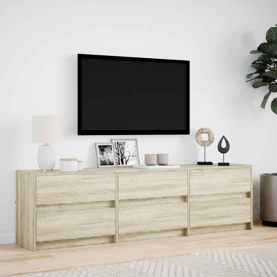Tv-Meubel Met Led 180X34X50 Cm Bewerkt Hout Kleurig 180 cm