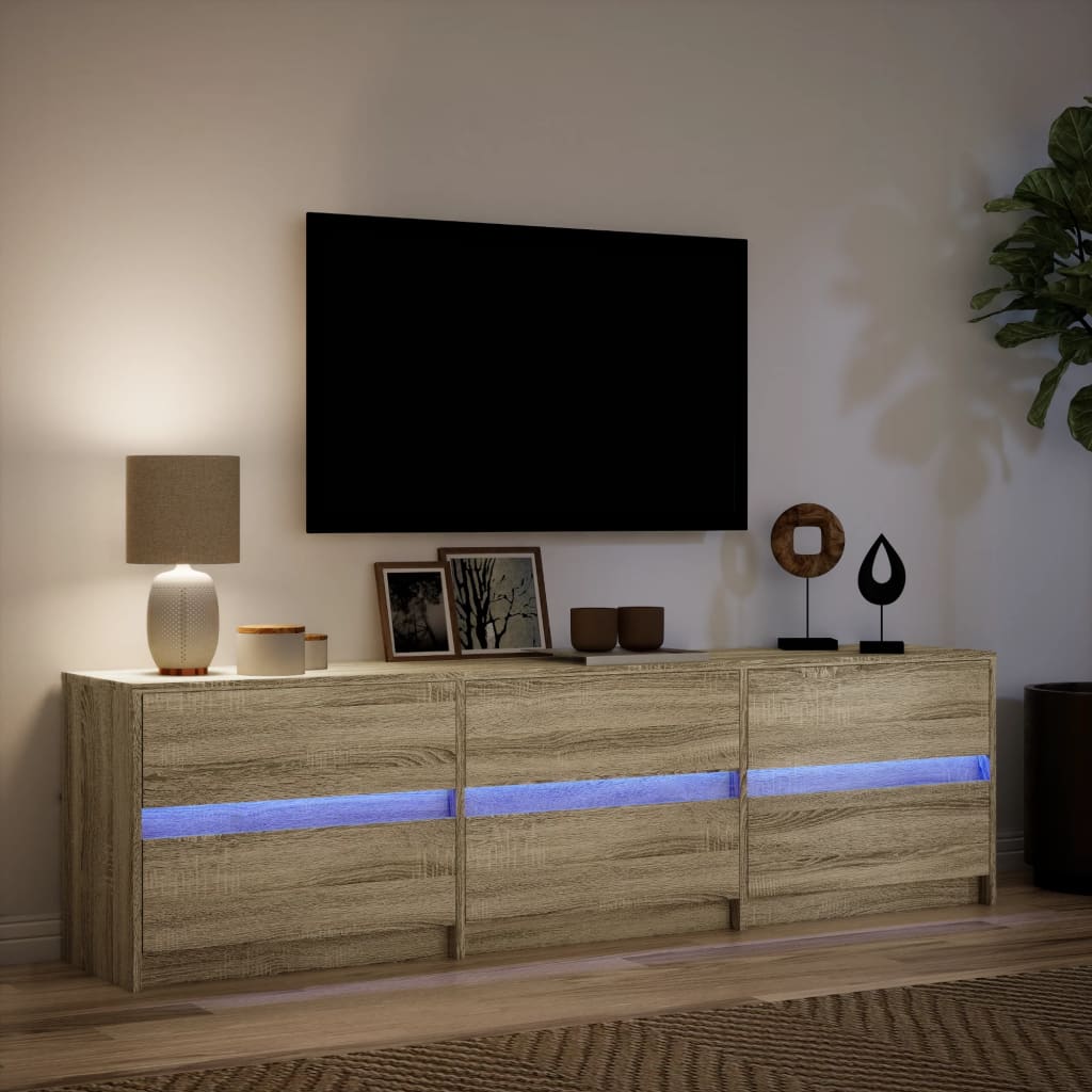 Tv-Meubel Met Led 180X34X50 Cm Bewerkt Hout Kleurig 180 cm