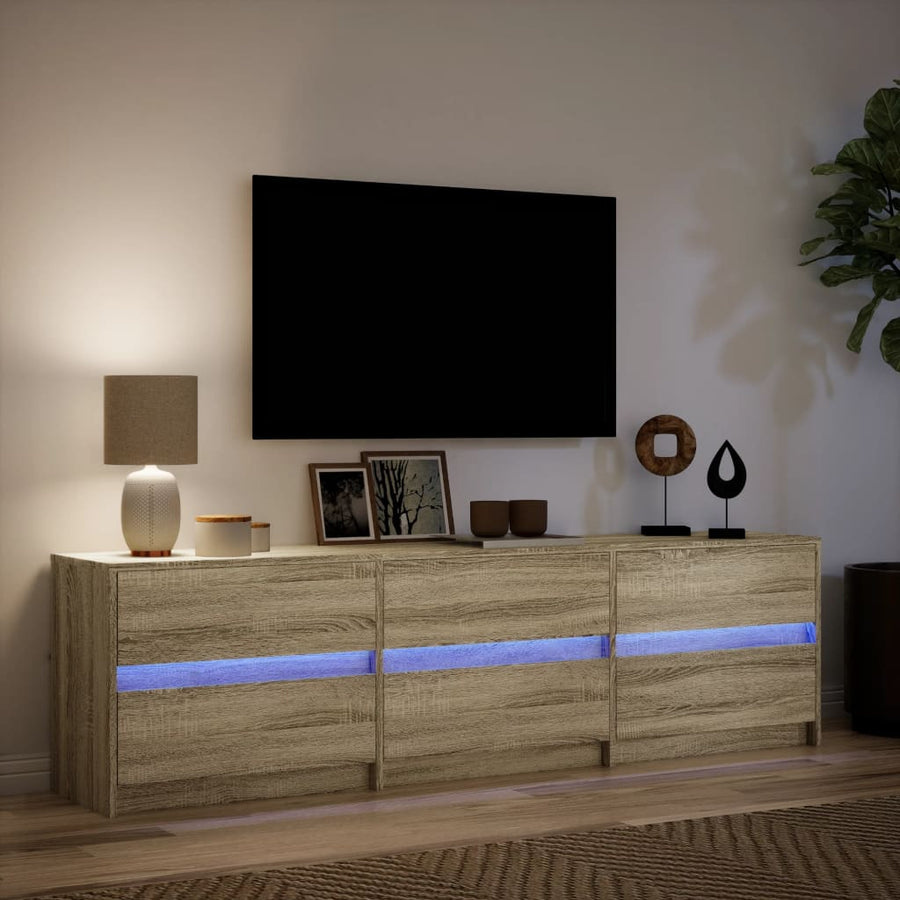 Tv-Meubel Met Led 180X34X50 Cm Bewerkt Hout Kleurig 180 cm