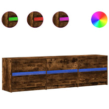 Tv-meubel met LED 180x34x50 cm bewerkt hout gerookt eikenkleur