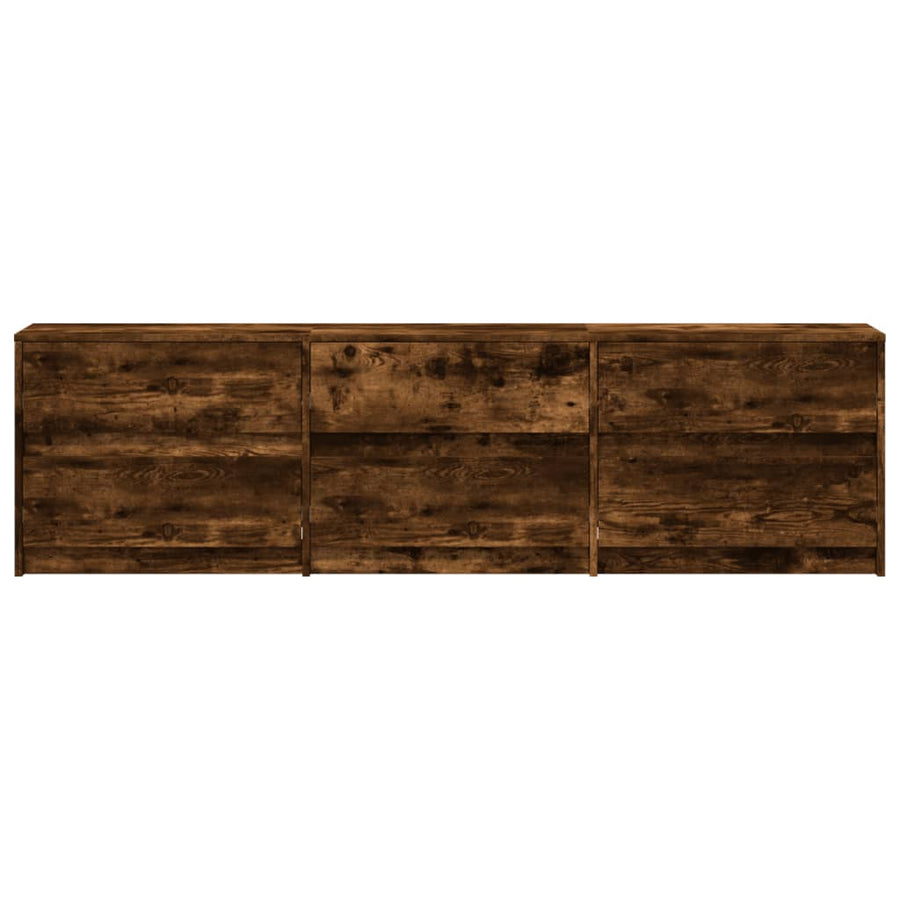 Tv-meubel met LED 180x34x50 cm bewerkt hout gerookt eikenkleur