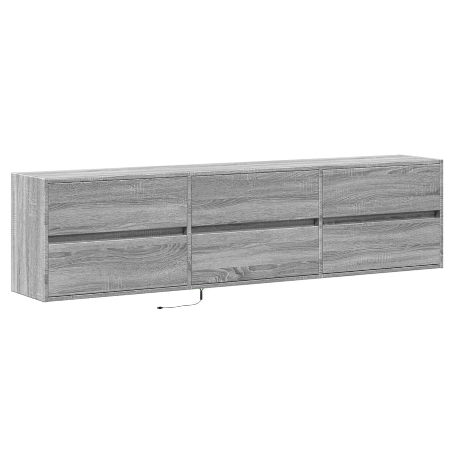 Tv-wandmeubel met LED-verlichting 180x31x45 cm grijs sonoma