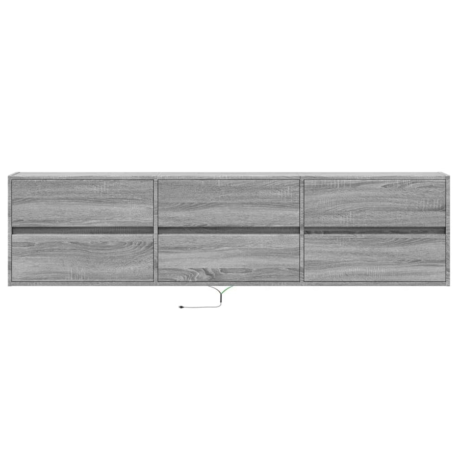 Tv-wandmeubel met LED-verlichting 180x31x45 cm grijs sonoma