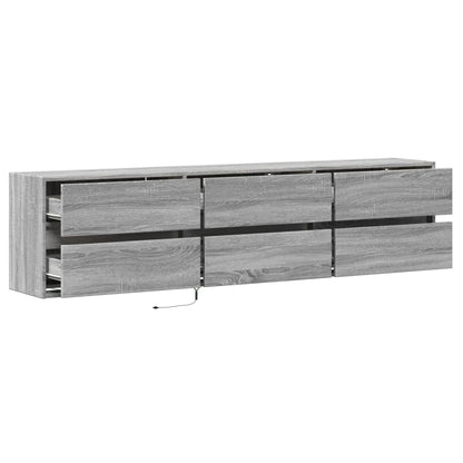 Tv-wandmeubel met LED-verlichting 180x31x45 cm grijs sonoma