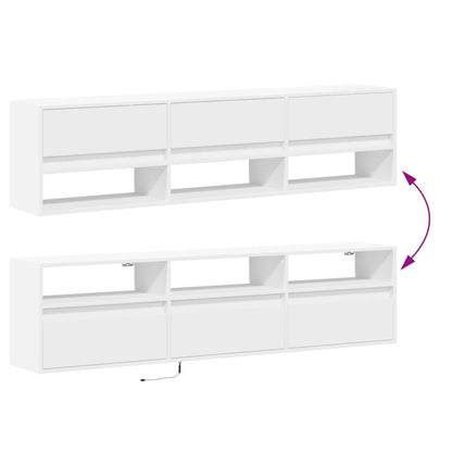 Tv-wandmeubel met LED-verlichting 180x31x45 cm wit