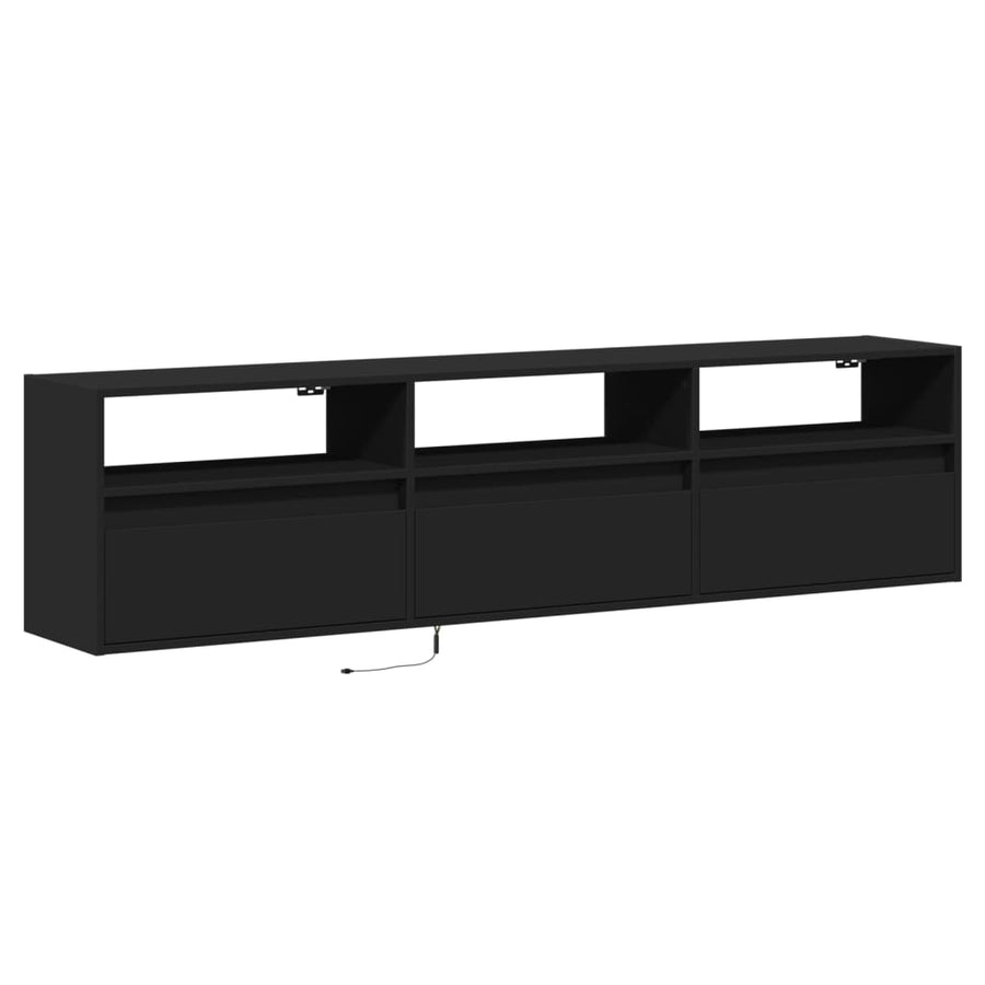 TV-wandkast met LED Zwart 180x31x45 cm