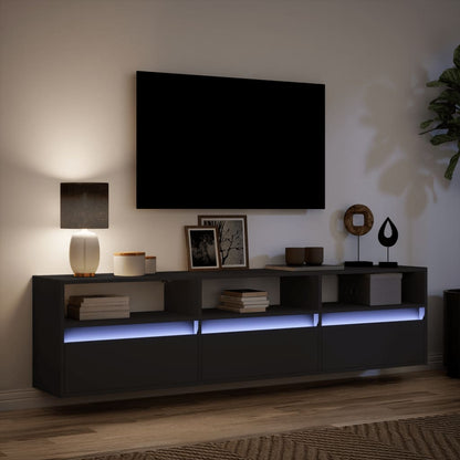 TV-wandkast met LED Zwart 180x31x45 cm