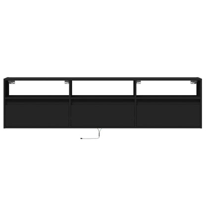 TV-wandkast met LED Zwart 180x31x45 cm