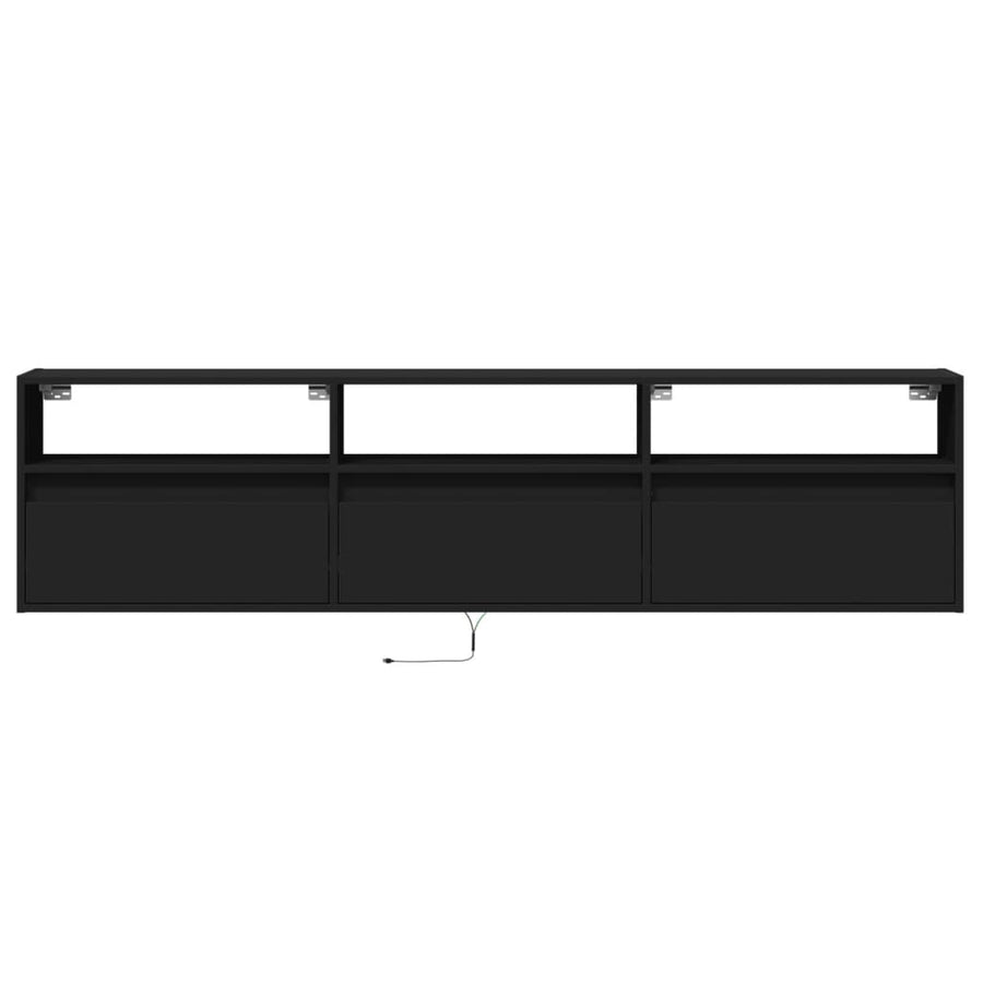 TV-wandkast met LED Zwart 180x31x45 cm