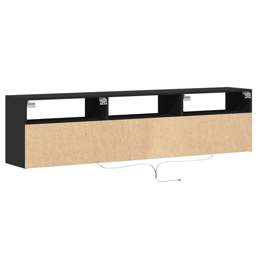 TV-wandkast met LED Zwart 180x31x45 cm