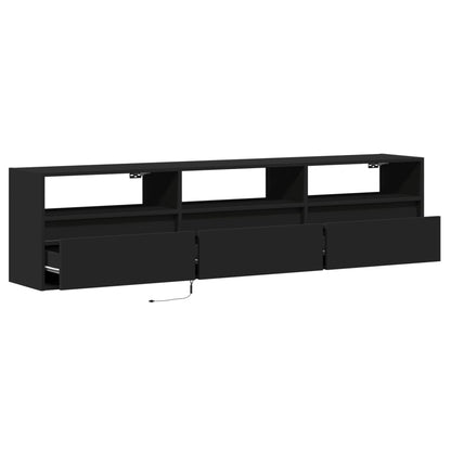 TV-wandkast met LED Zwart 180x31x45 cm