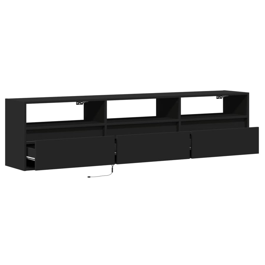 TV-wandkast met LED Zwart 180x31x45 cm