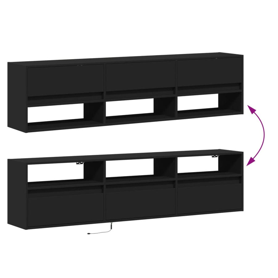 TV-wandkast met LED Zwart 180x31x45 cm